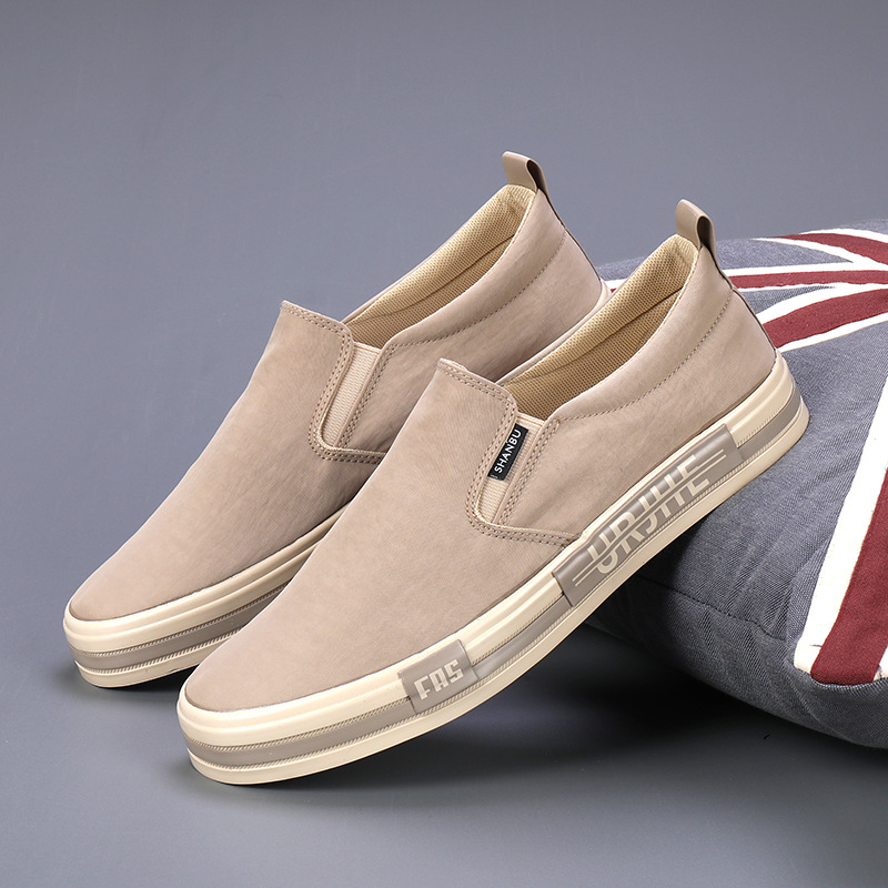 2024 spring casual men's shoes men's canvas slip-on shoes Korean fashion slip-on shoes all-match casual flat shoes