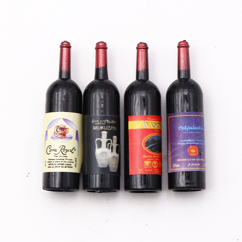 1:12 doll house accessories scene model micro landscape decoration shooting props mini simulation plastic red wine bottle
