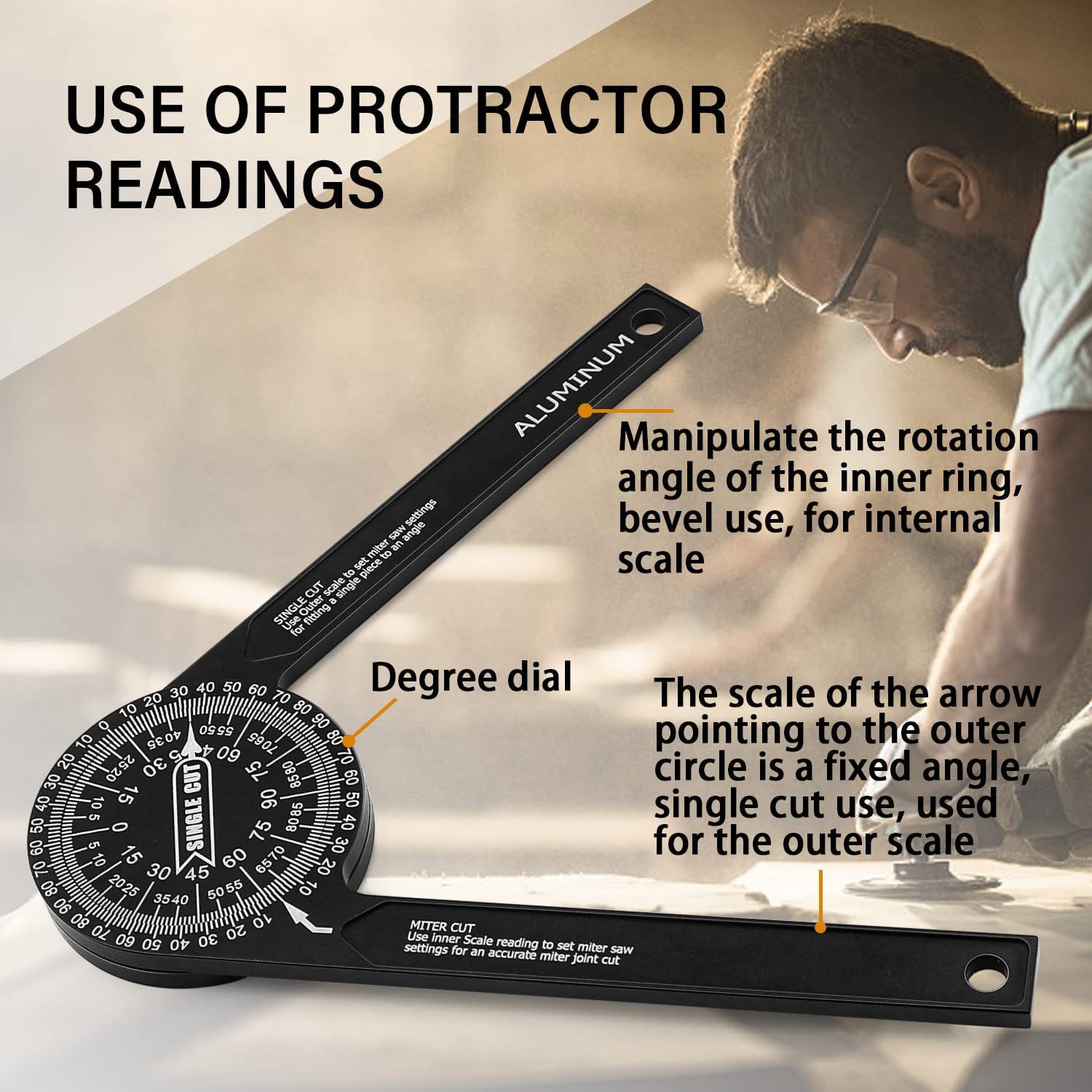 Miter Saw Protractor360 protractor horizontal angle gauge woodworking angle ruler positioning angle gauge