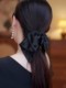 Black Beaded Satin Ribbon Hairpin