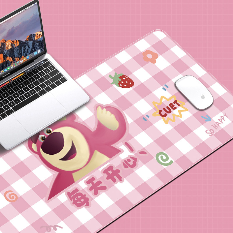 Cartoon Mouse Pad Creative Strawberry Bear Mouse Pad Oversized Mouse Pad Strawberry Bear Cute Large Girl Mind Learning