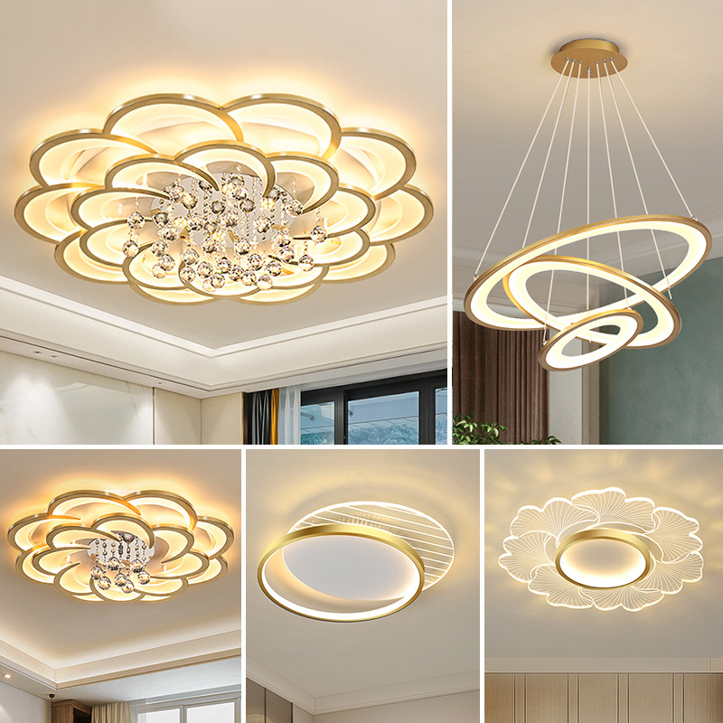 Living room main lamp crystal lamp modern simple high-level feeling whole house lighting package combination round bedroom ceiling lamp