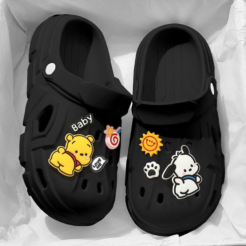 2023 new style drooping hole shoes women's summer wear non-slip thick bottom beach sandals men's and women's closed toe