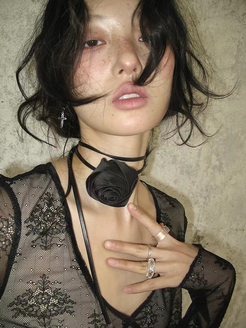 le rouge周美美【頸間玫瑰】萬能穿搭點綴立體手工玫瑰花頸飾系脖