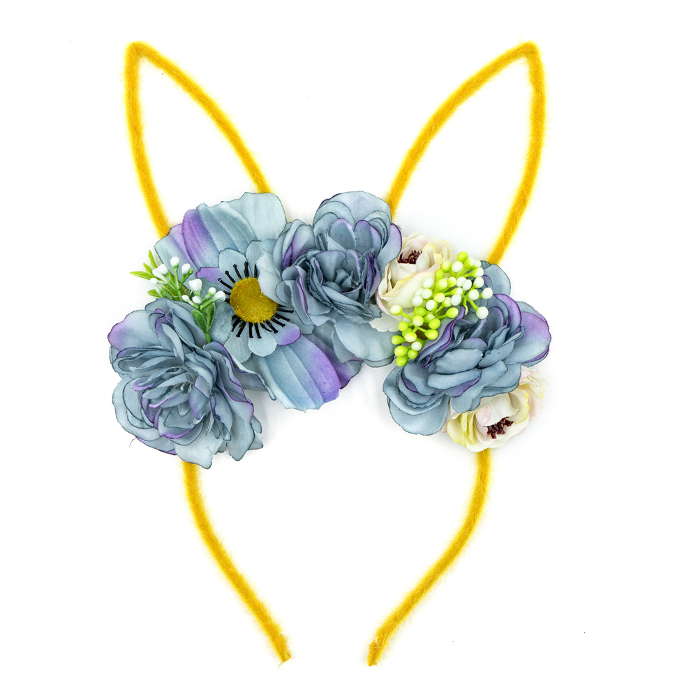 European and American Flower Children Hair Band Cross Border Cute Rabbit Ears Party Headband Women Easter Hair Band Dress Up