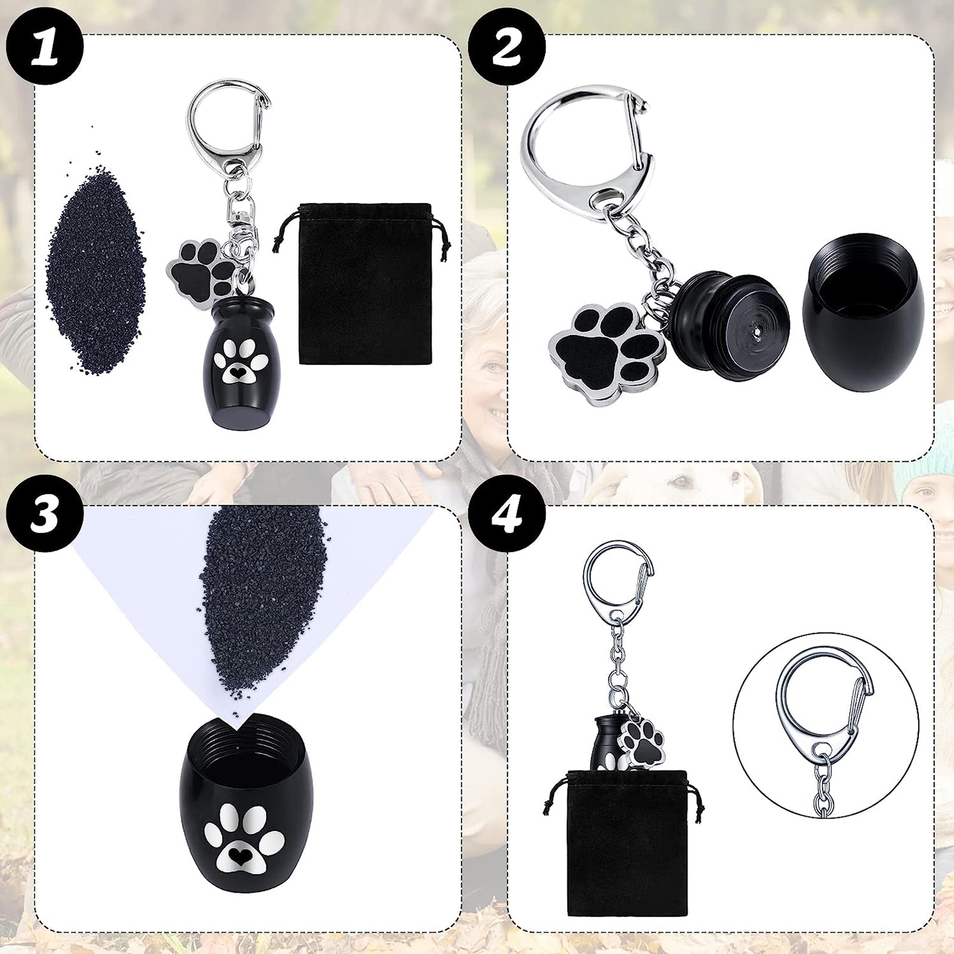 Pet Cat Dog Engraved Photo Bone Cage Tooth Hair Bottle Souvenir Keychain Pendant Engraving