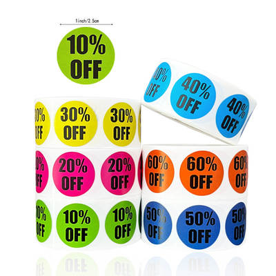 Discount label spot Round 1 inch sticker black word color 25mm logo discount goods sticker