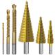 Pagoda drill serrated drill 6-piece set 3-piece set titanium-plated pagoda drill woodworking hole reaming groove step drill suit