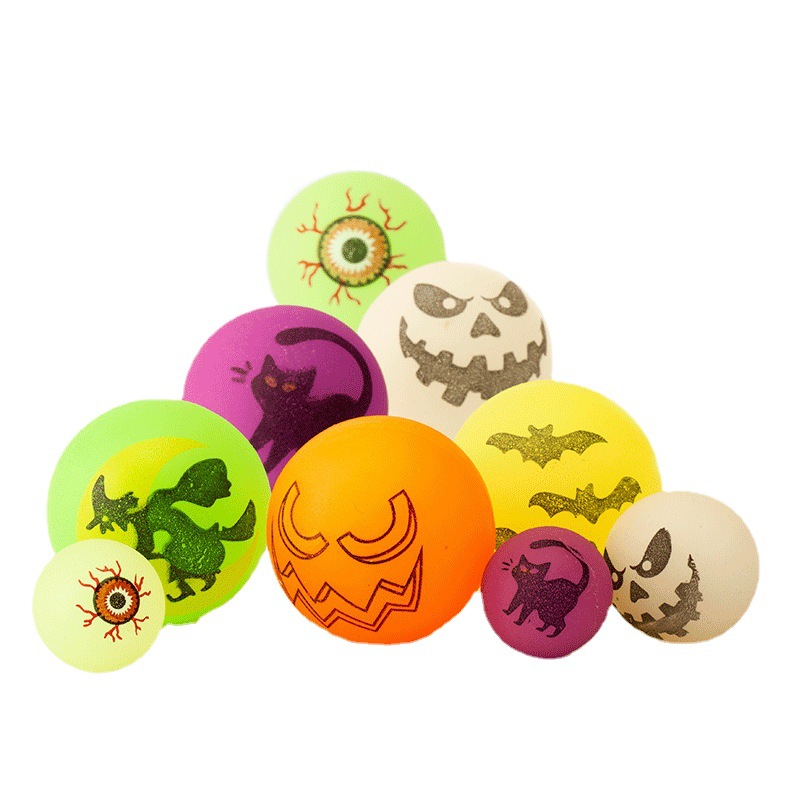 halloween luminous elastic ball halloween toy bouncing ball solid cross-border jumping ball