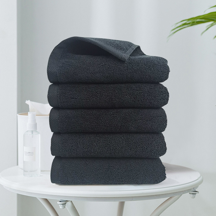 Black square towel wholesale absorbent non-fading cotton 21 strands black gift square towel small towel embroidered logo custom