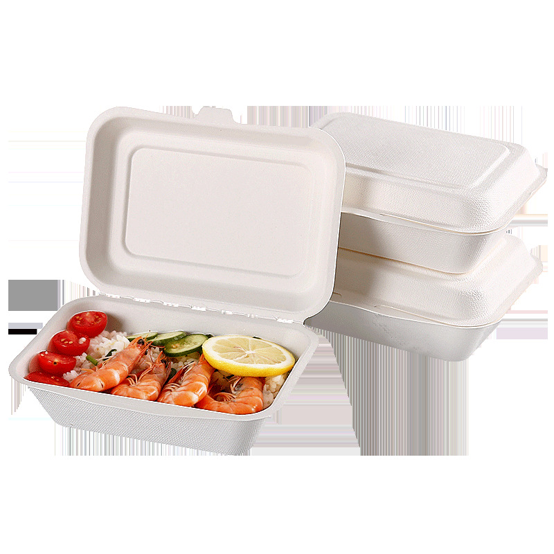 Одноразовая разлагаемая упаковочная коробка из целлюлозы Lunch Box фаст-фуд Американская коробка для гамбургеров с крышкой Замок для ланча Американский