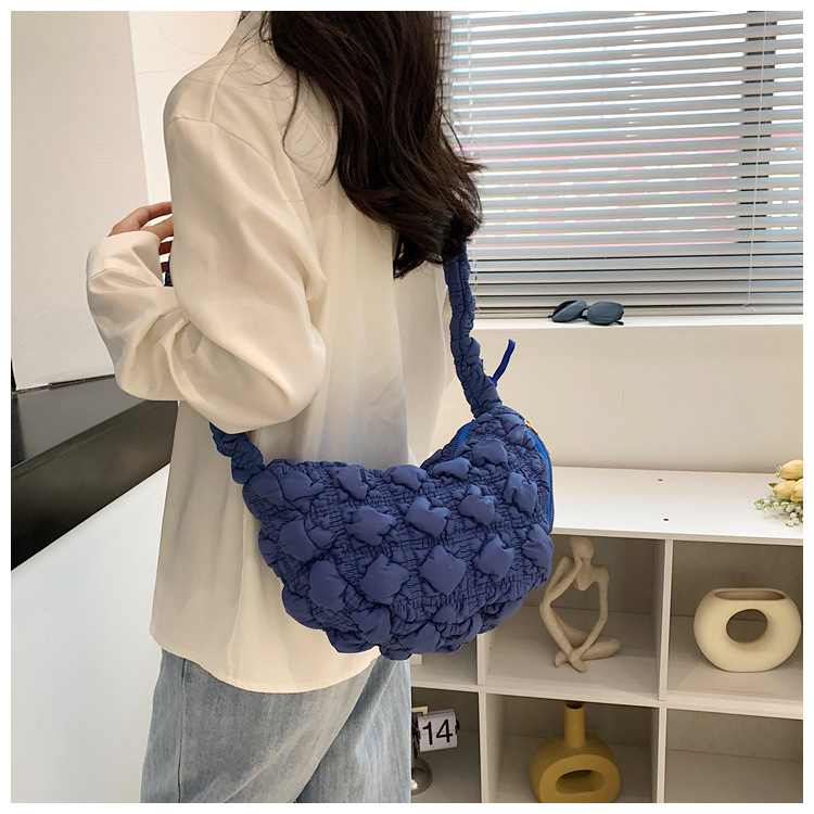 Borsa da donna Niche Bubble Borsa monospalla sottobraccio Borsa coreana in cotone Borsa a tracolla casual Borsa a nuvola plissettata_voghion.com