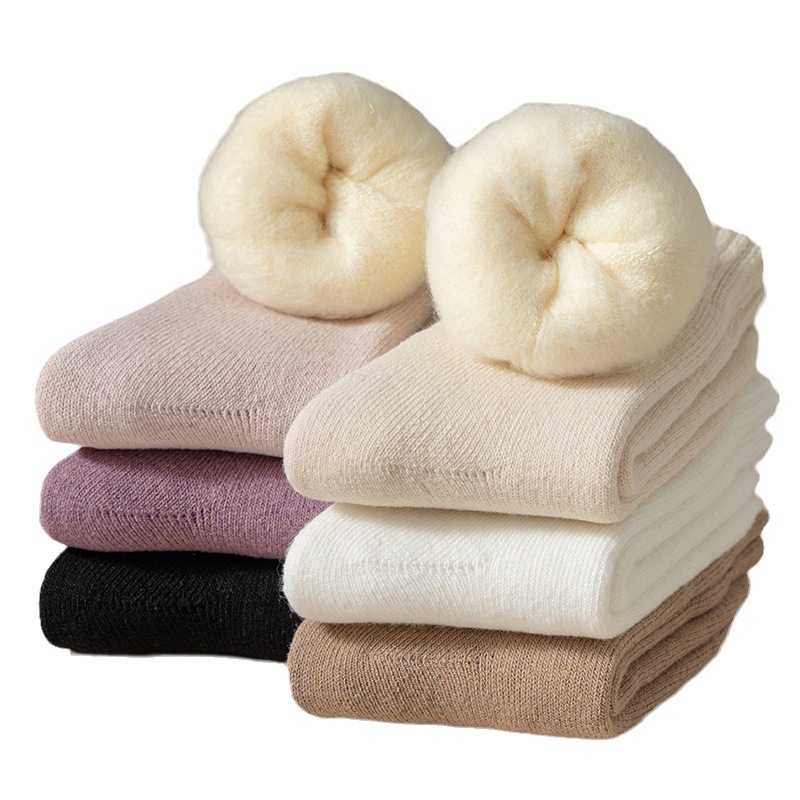 Velvet socks women's winter thickened warm wool socks women's mid-calf floor socks cashmere confinement socks wholesale winter