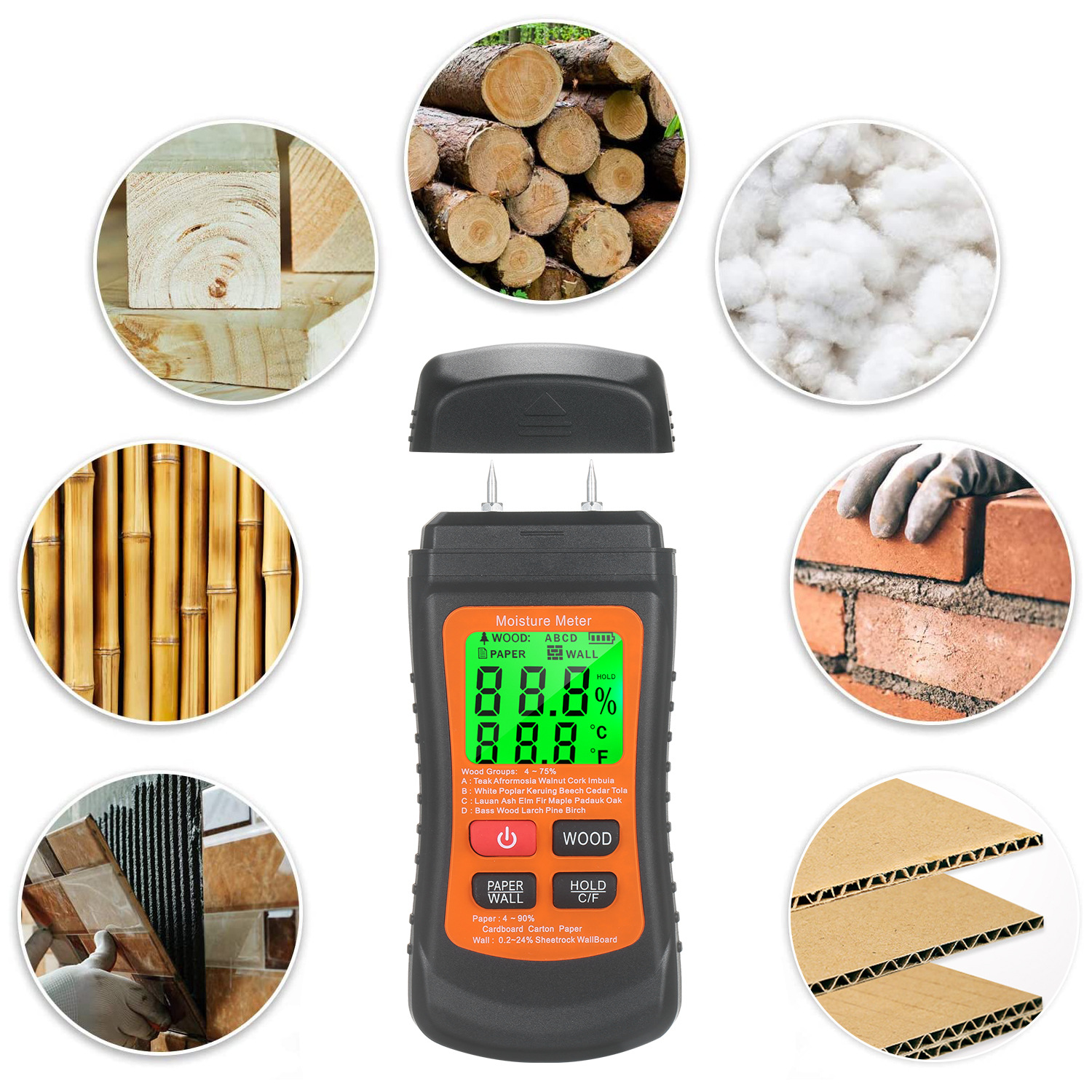 Factory direct supply wood moisture tester cement brick moisture tester cardboard moisture meter wood moisture meter
