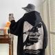 American retro sweater men's spring and autumn hiphop fashion brand ins loose plus size vintage couple hooded jacket