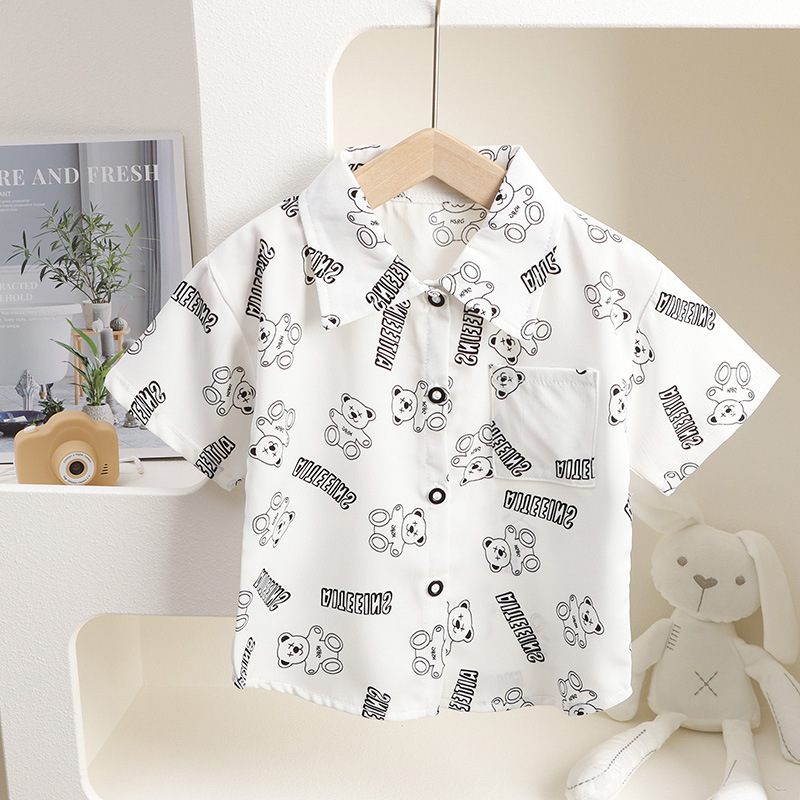 Children's Shirt Summer Short-sleeved Boys' Top Baby Jacket Children's Clothing Hong Kong Style Casual Fashion Wholesale