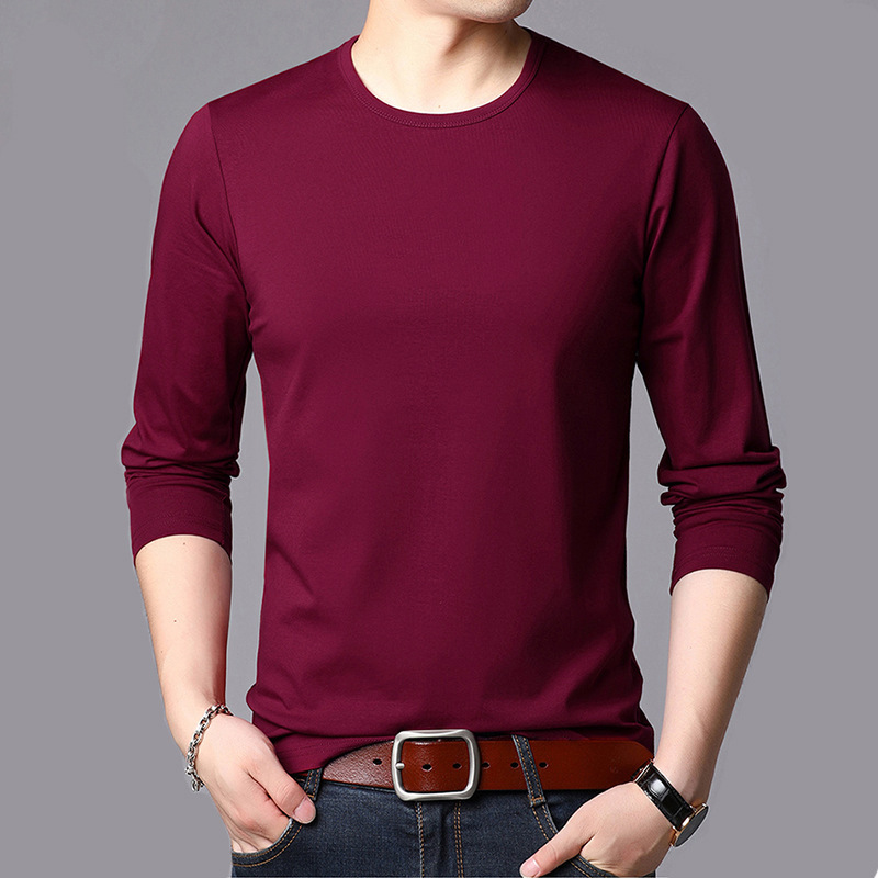 Long sleeve T-shirt men's summer men's shirt thin fleece-lined casual solid color autumn 2020 new men's undershirt
