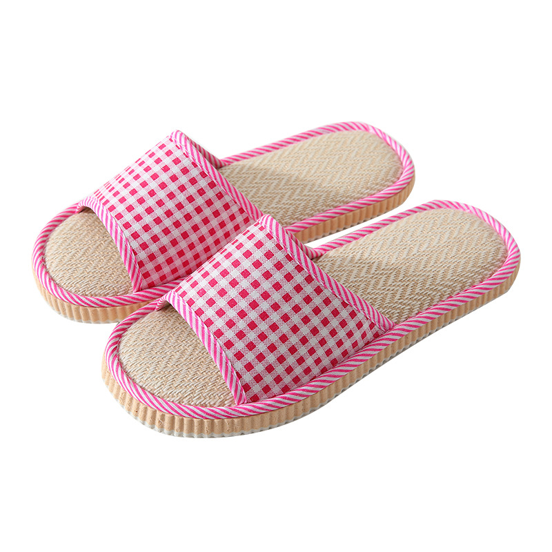 2023 new linen Four Seasons indoor women's linen slippers lovers soft bottom home wood floor men's sandals wholesale