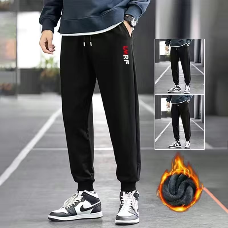 Autumn and Winter Fleece-lined Thickened Casual Pants Men's Sweatpants Harem Pants Loose Large Size Sports Pants Ankle-length Pants for Men