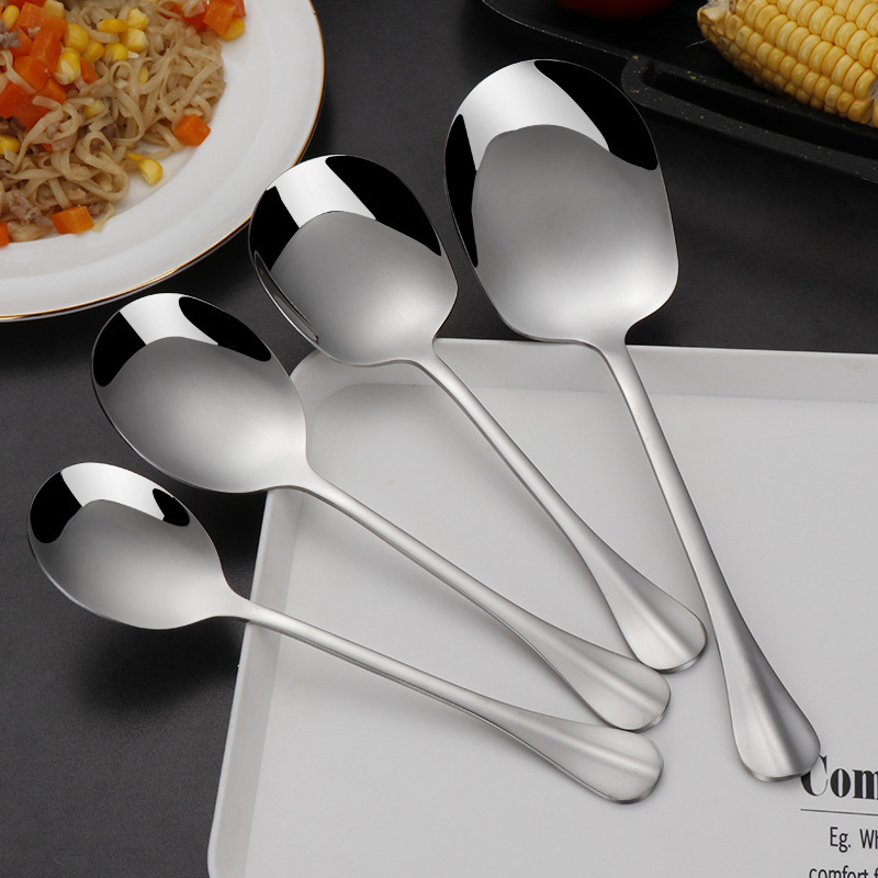 Stainless Steel Hotel Public Spoon Service Spoon Household Club Self-service Spoon Thickened Dining Room Dishing Spoon Large Spoon