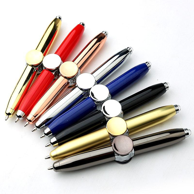 Cyber Celebrity Fingertip Gyro Ballpoint Pen Multifunctional Rotary Luminous Decompression Pen Creative Lamp Metal Finger Gyro Pen