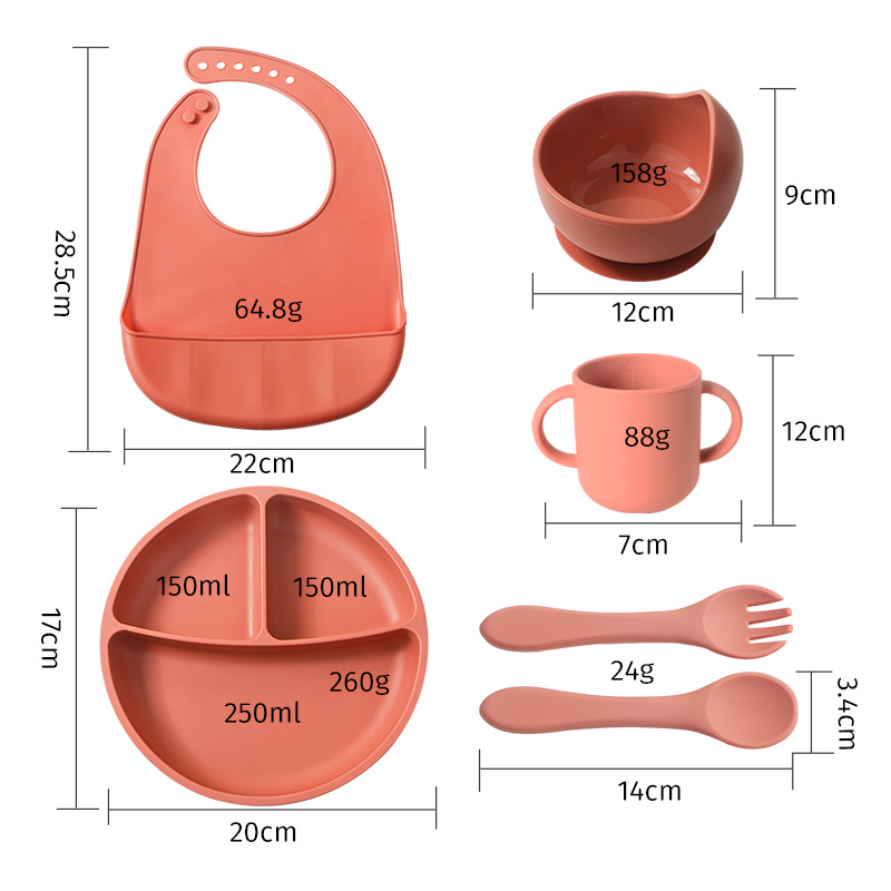 Cross-border explosions baby plate set baby food supplement silicone plate Bowl Spoon children's feeding tableware set Wholesale