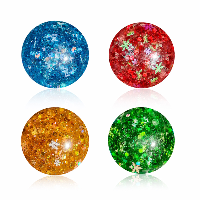 Cross-border new Christmas snowflake ball pinch Music soft glue sequins pectin slow rebound vent ball decompression toy