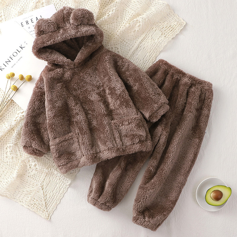 Children's Pajamas New Autumn and Winter Bear Home Suit Children's Cute Outer Wearing Warm Clothes High-end Children's Overalls