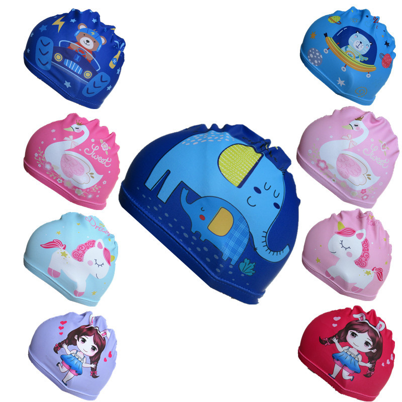 New digital printing children's swimming cap boys and girls comfortable fashion cute cartoon printing five-line cloth cap cross-border