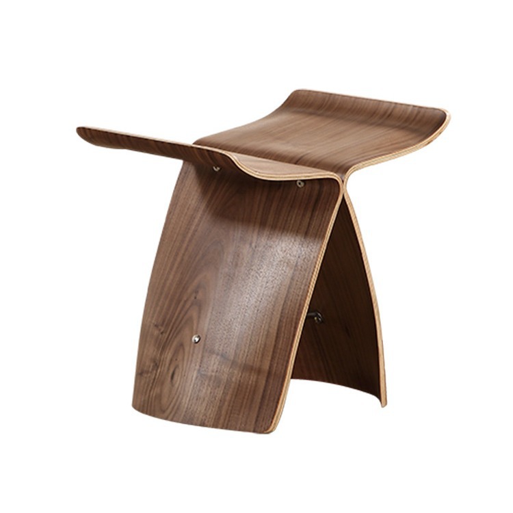 Cross-border butterfly chair creative chair fashion low stool footrest solid simple modern wood Japanese solid wood chair designer