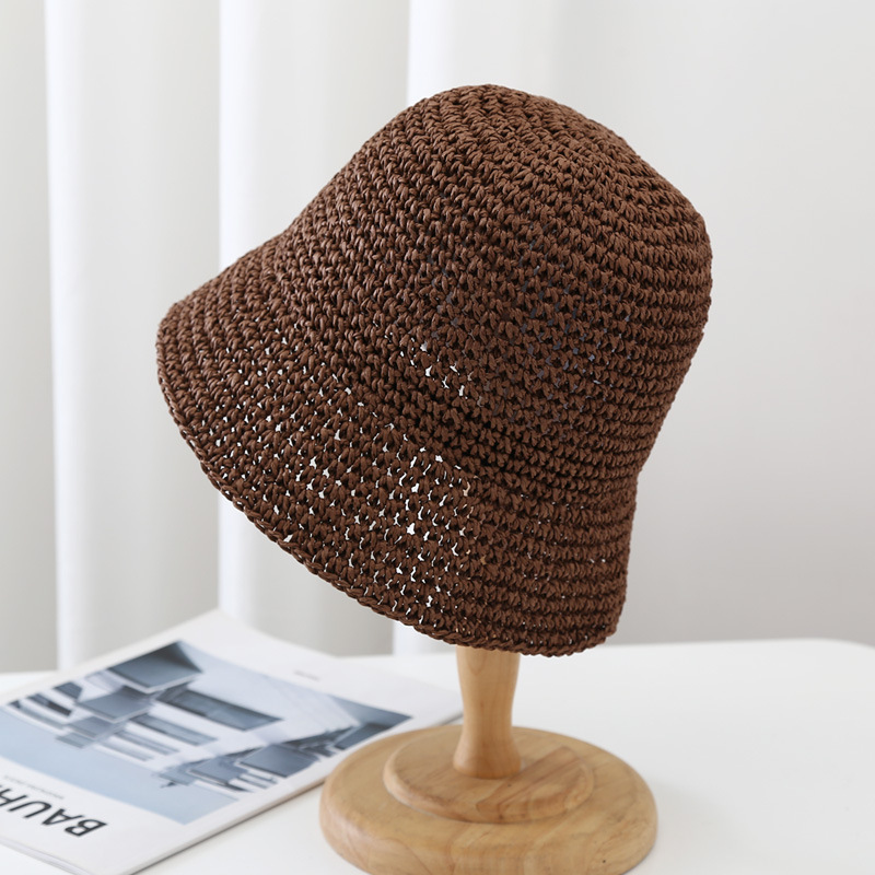 Internet celebrity style woven straw hat female fresh Beach sun protection hat female Japanese style trendy small brim fisherman hat