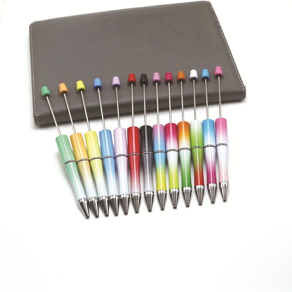 Plastic beaded ballpoint pen gradient color multi-functional creative cute fresh creative pen