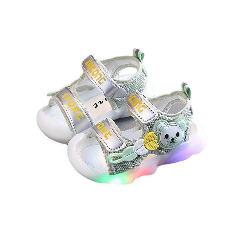 Summer New Children's Soft-soled Toddler Shoes 1-3 Years Old 2 Boys Lights Sandals Women's Baby Kick-proof Beach Shoes