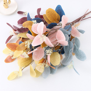 Simulation 3 Forks Eucalyptus Leaves Apple Leaves Nordic Wedding Home Green Plant Decoration Flower Arranging Artificial Flower Silk Flower