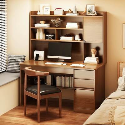 Desk Bookshelf Integrated with Bookcase Home Bedroom Storage Computer Desk Simple Desk and Chair Student Learning Writing Desk