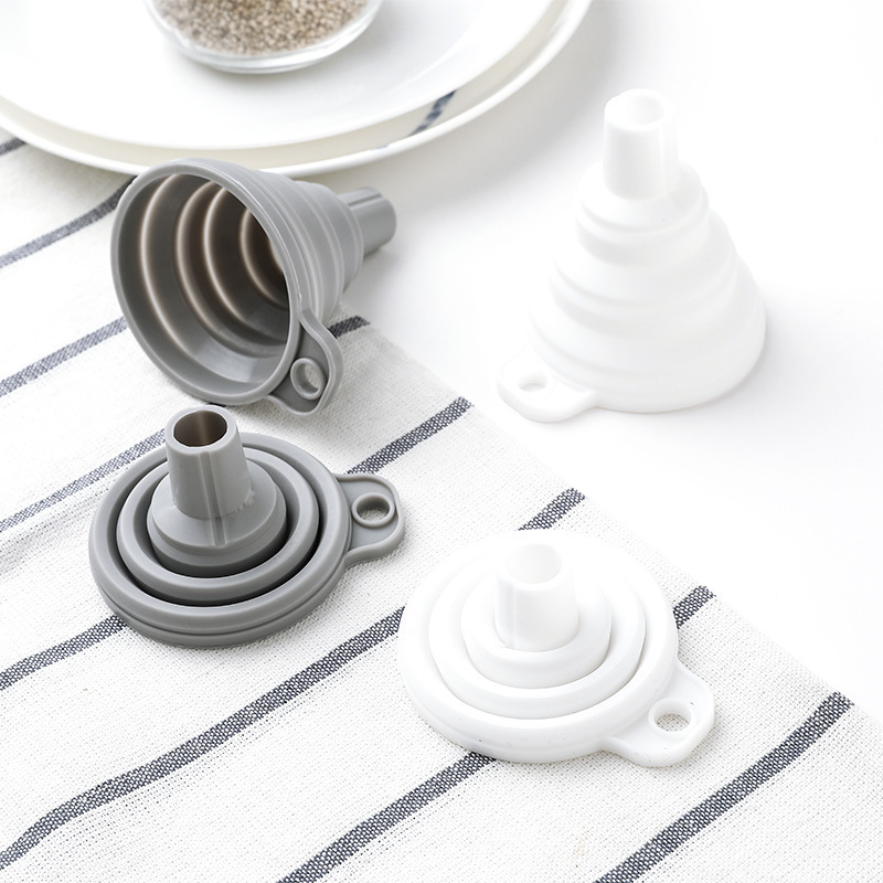 Silicone funnel Mini Retractable folding funnel oil pouring wide caliber wine leakage oil leakage household small size funnel sub-packaging device
