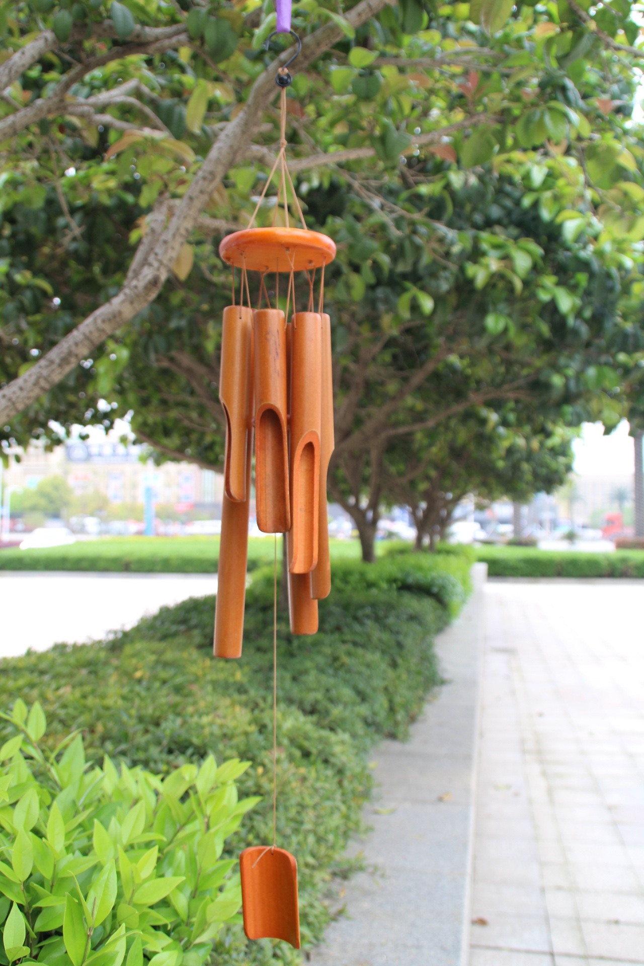 Vintage Bamboo Slips Dark Wooden Cake Wind Bell Hanging Decoration Bamboo Wind Bell, Bamboo Gift Wholesale
