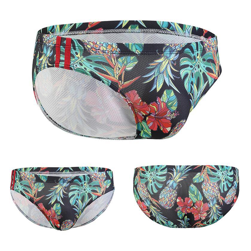 GAY Europe and the United States foreign trade low waist men's underwear head printing U convex mesh breathable moisture wicking briefs E081