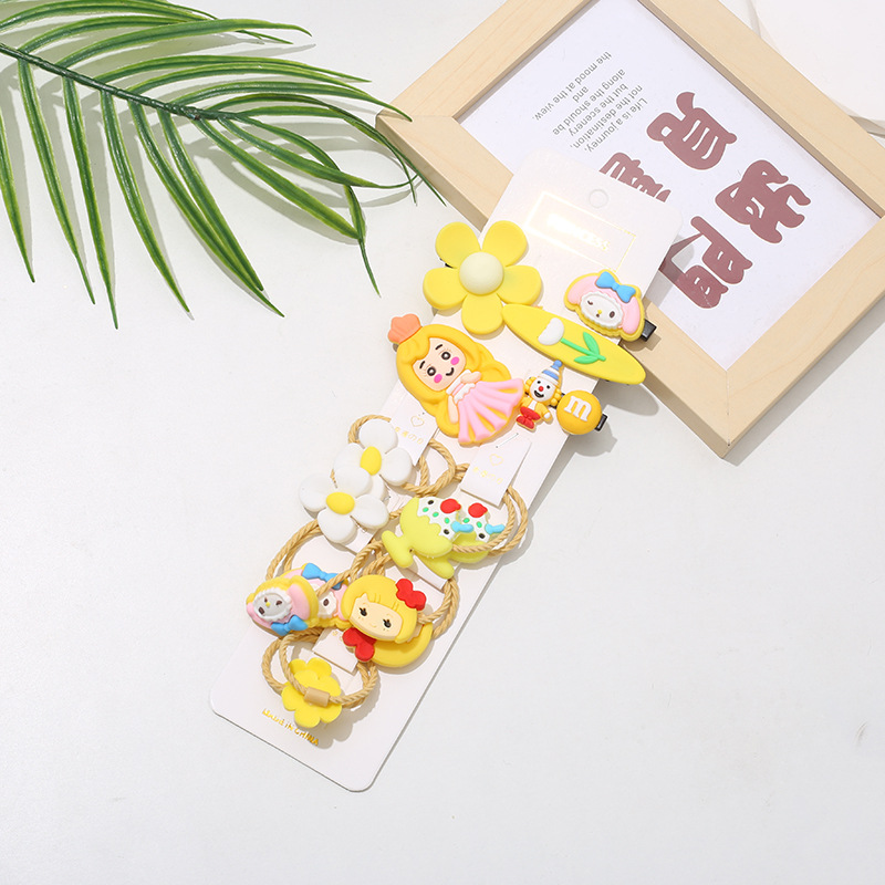 Summer Cartoon Children's Hairpin Hairrope Cute Girls' Hairband Princess Hairpin Set Dopamine Hair Accessories Stall