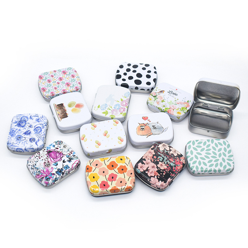 Mini small iron box flip note paper brooch key chain candy packaging box bird food portable fish hook tobacco jar