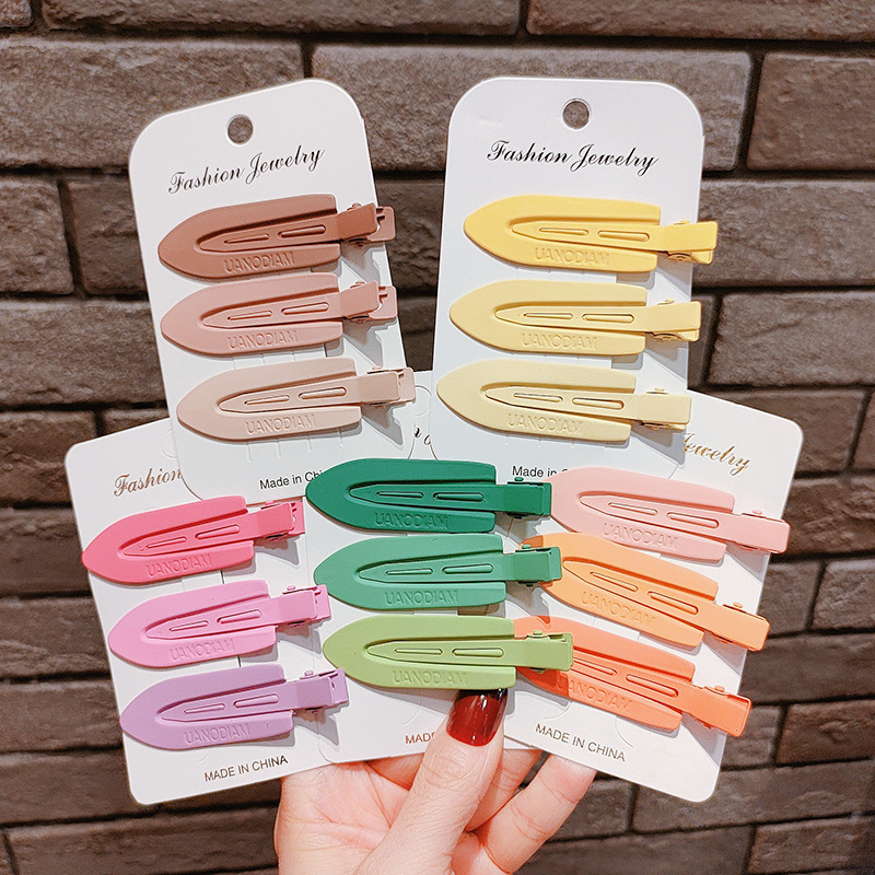 White Deer Same Color Seamless Hairpin Women's Front Bangs Broken Hairpin Wash Face Makeup Metal Duckbill Clip Headwear