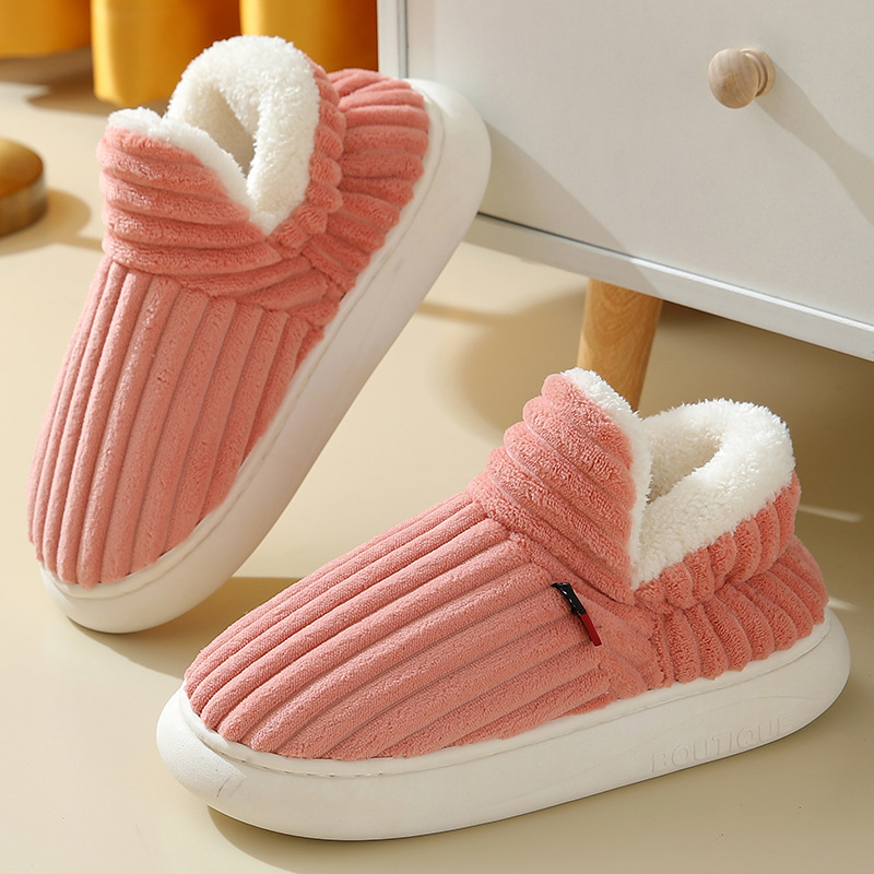 High-heeled Cotton Slippers Foreign Trade Cross-border Fleece-lined Home Non-slip Moon Shoes Indoor Warm Shoes Women's Cotton Shoes Men's