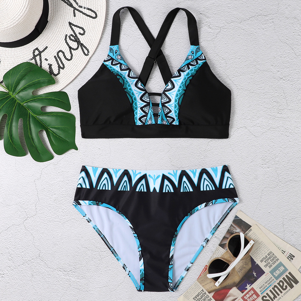 2023 new European and American Foreign trade split printing multi-color high quality sexy bikini swimsuit wholesale and retail
