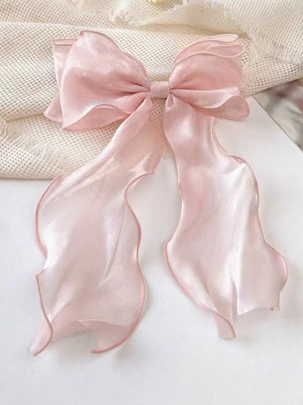 Cream sweet gauze bow hairpin super fairy top clip back head hairpin hair accessories spring clip yiwu wholesale_voghion.com