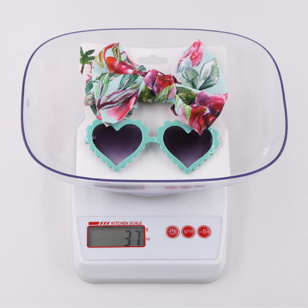 New children's sunglasses headband combination set fashion cartoon baby toy sunshade glasses polyester printed hair band