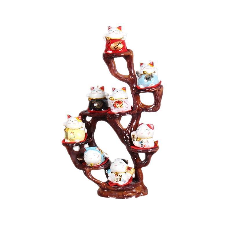 Ceramic Fortune Cat Small Ornaments Cultural and Creative Small Gift Market Ornaments Cross-border Export Ceramic Crafts