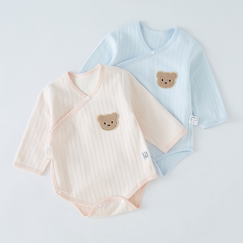 Baby's winter and autumn soft flannel pure cotton warm long-sleeved base innerwear, new baby clothes, spring and autumn baby Haby