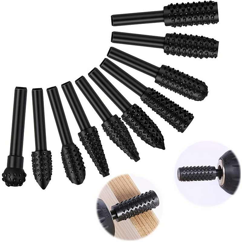 10 piece set wood carving knife embossed rotary file woodworking file sanding head woodworking shaped rotary file