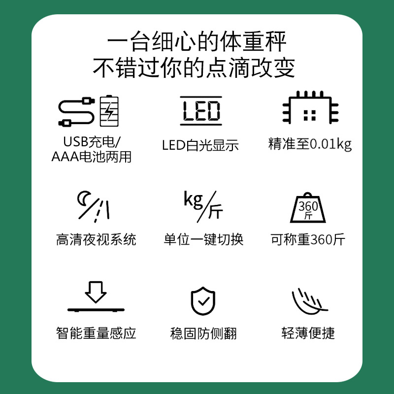 Smart Weight Scale Electronic Scale Household Body Fat Scale Human Health Scale Battery Charging Dual-purpose Body Fat Scale Wholesale
