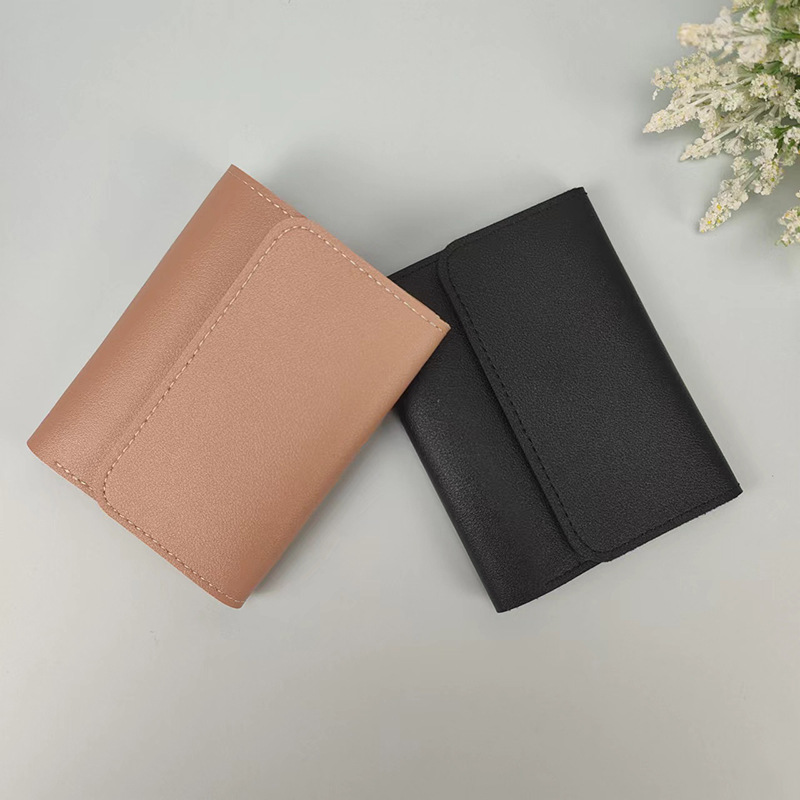 Simple Short Women's Wallet Student Ticket Clip Multi-function Card Bag Change 30% Fold Ultra-thin Gloss Wallet_voghion.com